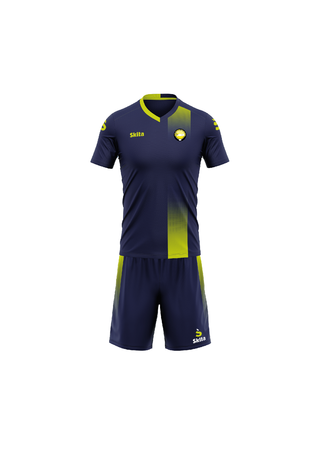 Maillot Short TAVIRA bleu nuit/jaune fluo (USDF FERRIERES EN BRIE)